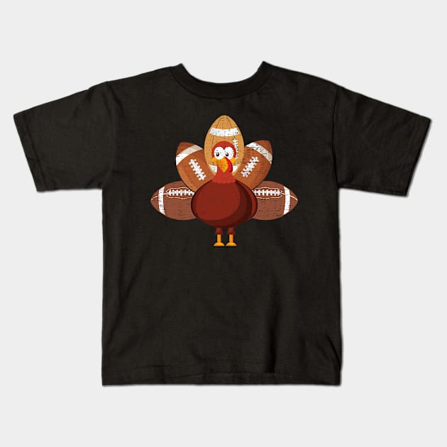 Funny turkey football for thanksgiving holiday season Kids T-Shirt by Arts-lf